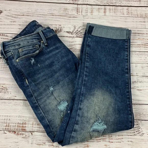 Levi Strauss Slim cuffed crop blue jeans Size 8 - Picture 8 of 16